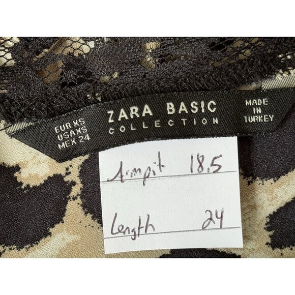 Zara Collection Women’s XS Y2K Lace Trim Cheetah Print Top Coquette Glam Rock - Picture 2 of 8